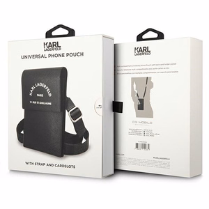 KARL LAGERFELD universālā soma mobilajam tālrunim (Embossed RSG) melna
