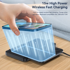 Bezvadu lādētājs Essager JG 4in1 melns 15W (iPhone / Apple Watch / Airpods / Pencil)