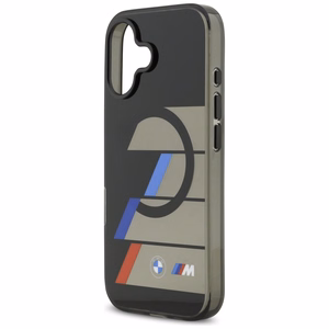 BMW M IML ar metāla pogām trīskrāsu līniju magnētiskais viedtālruņa apvalks iPhone 17 - melns