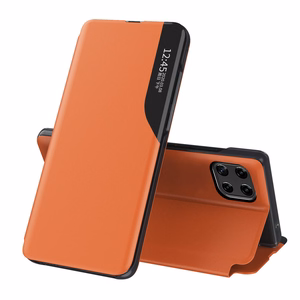 Eco Leather View Case elegants grāmatas tipa apvalks ar statīvu Samsung Galaxy A22 4G oranžs