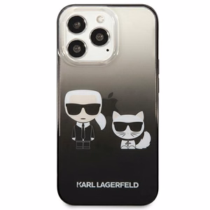 Чехол Karl Lagerfeld Gradient Ikonik Karl&Choupette для iPhone 13 Pro / iPhone 13 - чёрный