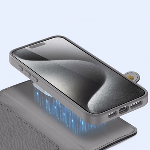 Dux Ducis Lawa ādas viedtālruņa apvalks iPhone 15 Pro - pelēks