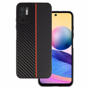 Tel Protect OGLEKĻA apvalks Xiaomi Redmi Note 10 5G melns ar sarkanu svītru