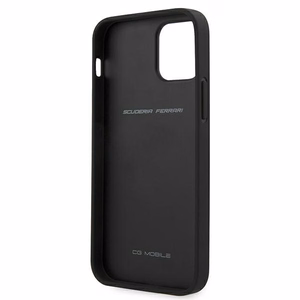 Ferrari FEOMSHCP12LBK iPhone 12 Pro Max melns/melns cietais apvalks Off Track Leather Nylon Stripe