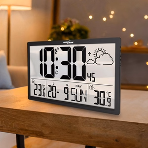 Īpaši liels LCD sienas pulkstenis GreenBlue GB218 ar meteoroloģisko staciju, temperatūras un datuma rādījumu