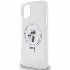Karl Lagerfeld KLHMN61HMRSKCH iPhone 11 / Xr 6.1" balts/balts cietais apvalks ar gredzena statīvu Karl&Choupette Magnētiskais