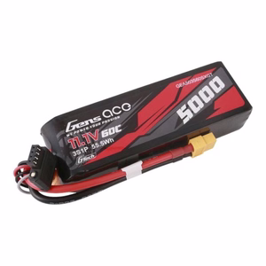 Литий-полимерный аккумулятор Gens ace G-Tech 5000 мА·ч, 11,1 В, 60C, 3S1P, укороченный, с разъемом XT60