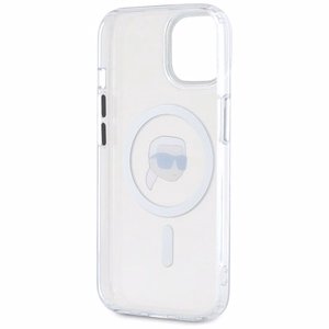Karl Lagerfeld IML Metāla Karla Galvas Magnētiskais viedtālruņa apvalks iPhone 15 balts
