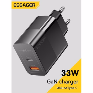 Lādētājs Essager GaN Pinson melns 33W (PD / QC3.0)