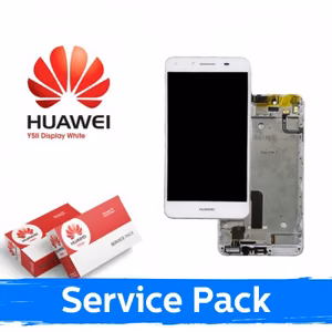 LCD Displejs Saderīgs ar Huawei Y5-II Balts Ar Frame (Service Pack)