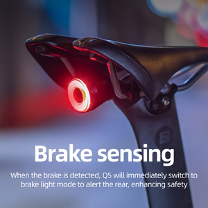 Rockbros Q5 aizmugurējais velosipēda lukturis ar Intelligent Stop System - melns
