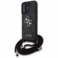 Guess 4G Big Logo Cord Stap viedtālruņa apvalks iPhone 16 - melns