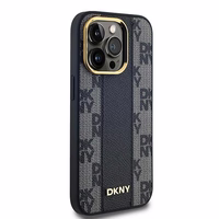 DKNY Ādas rūtainais magnētiskais apvalks iPhone 13 Pro Max - melns