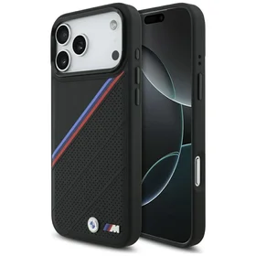 BMW M Tricolor Metal Logo MagSafe viedtālruņa apvalks iPhone 17 Pro Max - melns