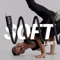 Crong Soft Link - 100W PD 5A USB-C to USB-C kabelis 200cm (melns)