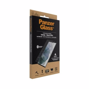 PanzerGlass E2E Microfracture antibakteriālais stikls Samsung Galaxy S22 Ultra - ar melnu rāmi