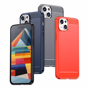 Elastīgs oglekļa raksta viedtālruņa apvalks iPhone 15 Plus Carbon Case - melns