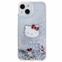 Hello Kitty šķidro spīdumu piekariņi Kitty Head viedtālruņa apvalks iPhone 15 - sudrabains