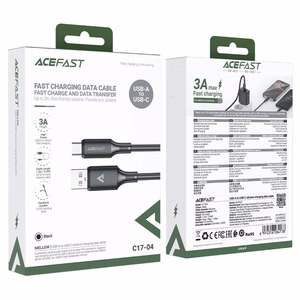 USB kabelis Acefast C17-04 USB-A uz USB-C 1.2m melns