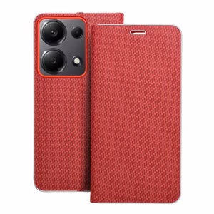 LUNA Book Carbon viedtālruņa apvalks XIAOMI Redmi Note 13 Pro 4G / POCO M6 Pro 4G sarkans