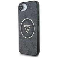 Guess IML Metal Glitter 4G Circle Triangle magnētiskais viedtālruņa apvalks iPhone 16e - melns