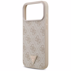 Guess Ādas 4G trīsstūra logotipa Strass Magnētiskais apvalks iPhone 17 Pro Max - rozā