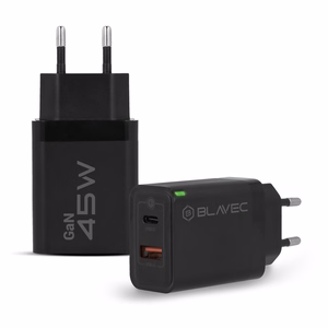 Blavec sienas lādētājs BC-5 GaN - USB + Type C - PD QC 45W 3A (TCBC5G-UCB453A) melns
