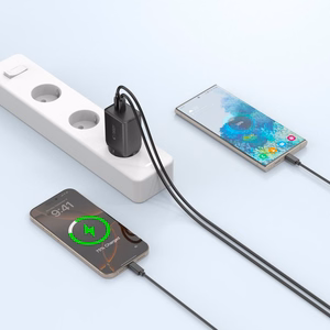 Tech-Protect NC45W-GAN 2-PORT PD45W sienas lādētājs - melns