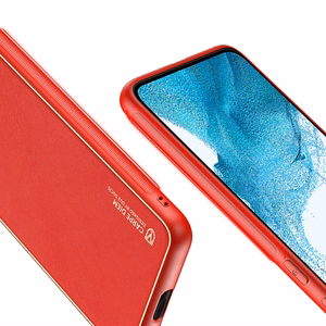Dux Ducis Yolo elegants apvalks no ekoloģiskās ādas Samsung Galaxy S22 + (S22 Plus) sarkans