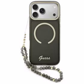 Guess IML Glitters Script Siksniņa MagSafe maciņš for iPhone 17 Pro Max - melns