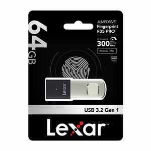 Lexar F35pro USB 3.2 64GB zibatmiņa ar pirkstu nospiedumu atpazīšanu