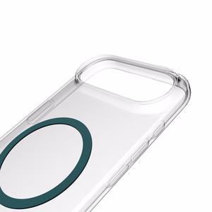 Puro Lite Mag TPU+PC viedtālruņa apvalks saderīgs ar MagSafe iPhone 17 Air - caurspīdīgs ar tirkīza gredzenu