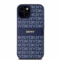 DKNY Ādas mono svītra un metāla logotips viedtālruņa apvalks iPhone 15 / 14 / 13 - zils