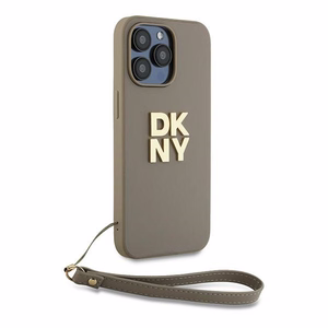 DKNY Viedtālruņa apvalks ar siksniņu un logotipu iPhone 15 Pro - bēšs