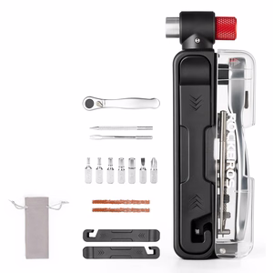 Rockbros Multitool velosipēda instrumentu komplekts ar CO2 pumpi un sprūdrata atslēgu, melns