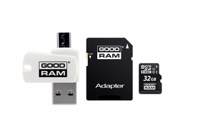 GoodRam atmiņas karte 32GB microSDHC cl. 10 UHS-I + adapteris + karšu lasītājs
