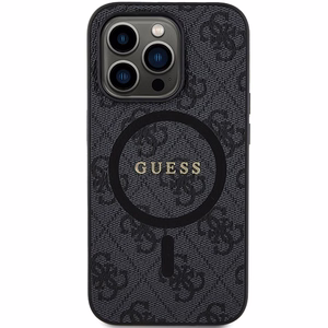Guess viedtālruņa apvalks iPhone 15 Pro Max 6,7" GUHMP15XG4GFRK melns HC MAGSAFE PU 4G RING CLASSIC LOGO