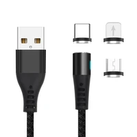 Maxlife MXUC-02 magnētiskais kabelis USB - Lightning + USB-C + microUSB 1,0 m 2A melns neilons