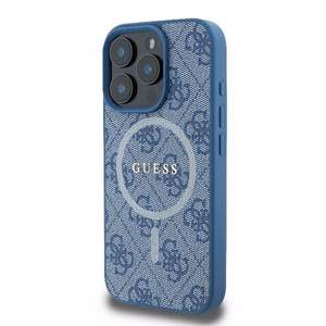 Guess 4G gredzena klasiskā logotipa magnētiskais viedtālruņa apvalks iPhone 16 Pro - zils