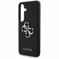 Guess Grained Big 4G Logo Small Classic Logo viedtālruņa apvalks Samsung Galaxy S25 Plus melns