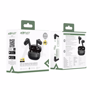 Acefast W8 TWS bezvadu in-ear austiņas ar ANC, ENC un AI tulkošanu, melnas