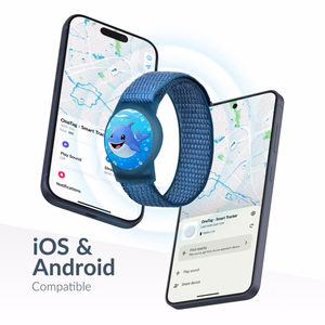 Beeep OneTag meklēšanas ierīce ar bērnu aproci un Velcro aizdari, Dolphin, Apple Find My / Android