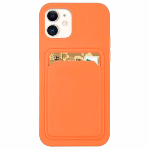 Karteņu apvalks silikona maks ar karšu nodalījumu dokumentiem iPhone 12 Pro, oranžs