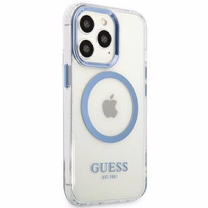 Guess GUHMP13LHTRMB iPhone 13 Pro / 13 6,1" zils/zils hard maciņš Metal Outline Magsafe