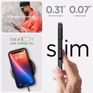 Spigen Tough Armor Magnētiskais apvalks ar statīvu iPhone 16 - melns