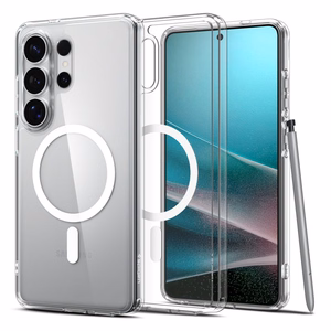 Spigen Ultra Hybrid Mag MagSafe maciņš priekš Samsung Galaxy S26 Ultra caurspīdīgs un balts