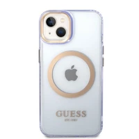 Guess GUHMP14SHTCMU iPhone 14 6.1" violeta/violeta cietais apvalks Zelta kontūra Caurspīdīgs Magnētiskais