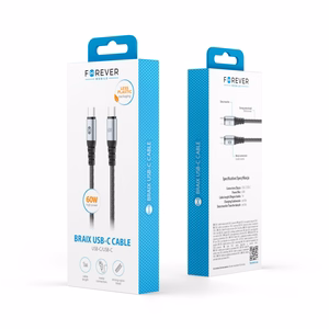 Forever Braix kabelis USB-C - USB-C 1,0 m 60W melns