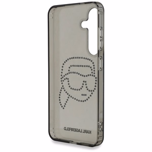 Karl Lagerfeld viedtālruņa apvalks ar rhinestones Karl Head logotipu Samsung Galaxy S25 melns