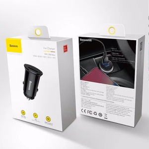 Baseus Circular Plastic QC 3.0 PD automašīnas lādētājs 1x USB-C - USB ports 30W melns